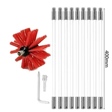 6/9 pces dobráveis escova de limpeza conjunto para chaminé lareira tubulação fogão gama capa varredura adequado para chaminés de metal