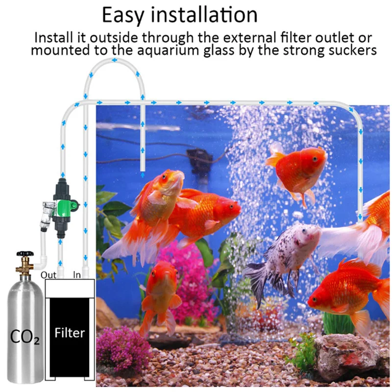 HONGYI Aquarium External CO2 Diffuser DIY CO2 System Atomizer Reactor Kit for Fish Tank Aquarium Aquatic Water Plant aquarium co2 diffuser co2 generator kit aquarium co2 accessories