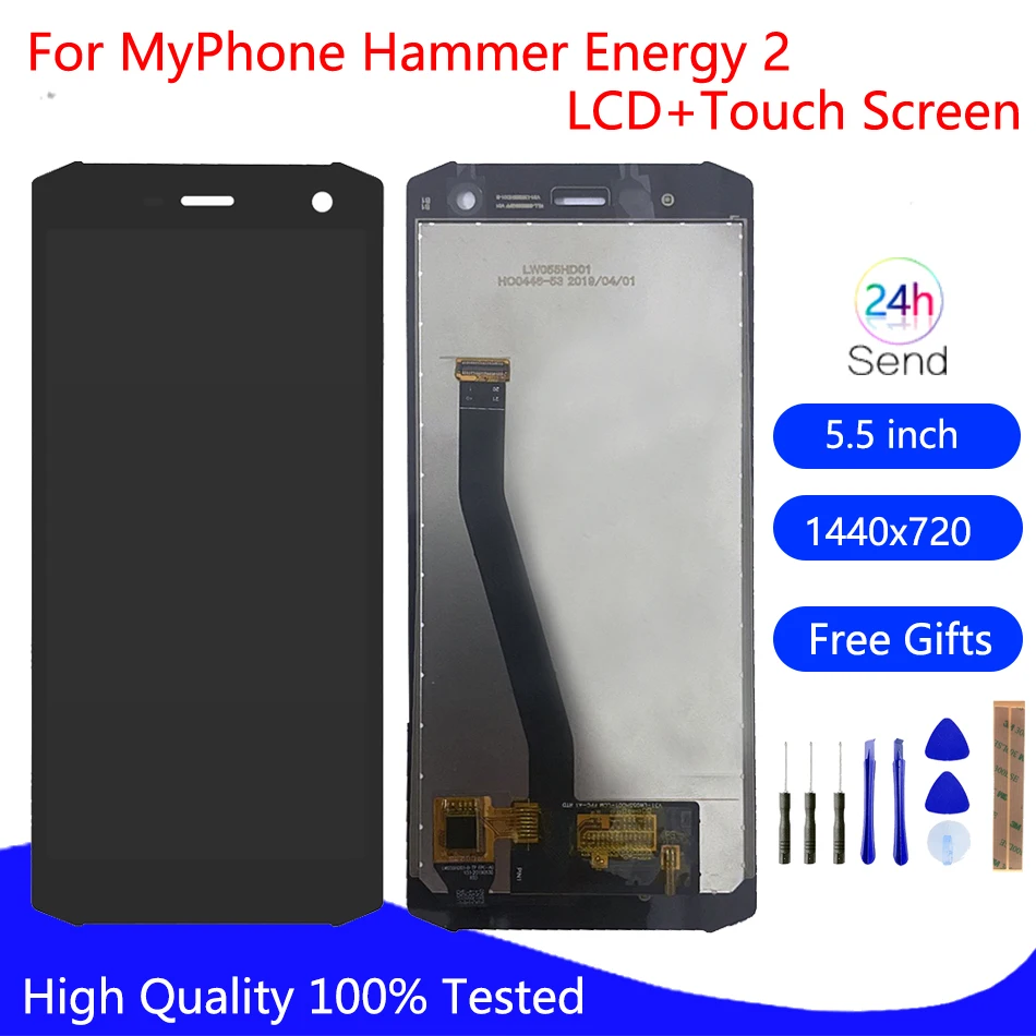 Original For myPhone Hammer Energy 2 LCD Display Touch Screen Assembly Digitizer Glass Panel Replacement LCD Display Free Tools
