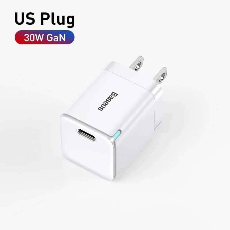 Baseus 30W GaN Charger PD Fast USB Type C Charger Support USB C PD3.0 QC3.0 PPS Quick Charging For iPhone 13 12 Pro Max Tablets usb c 30w Chargers