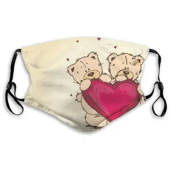 

LAURA FERGUSON Half Face Mask with Filter Unisex Tactical Winter Face Cover for Snowboarding Teddy Red Heart