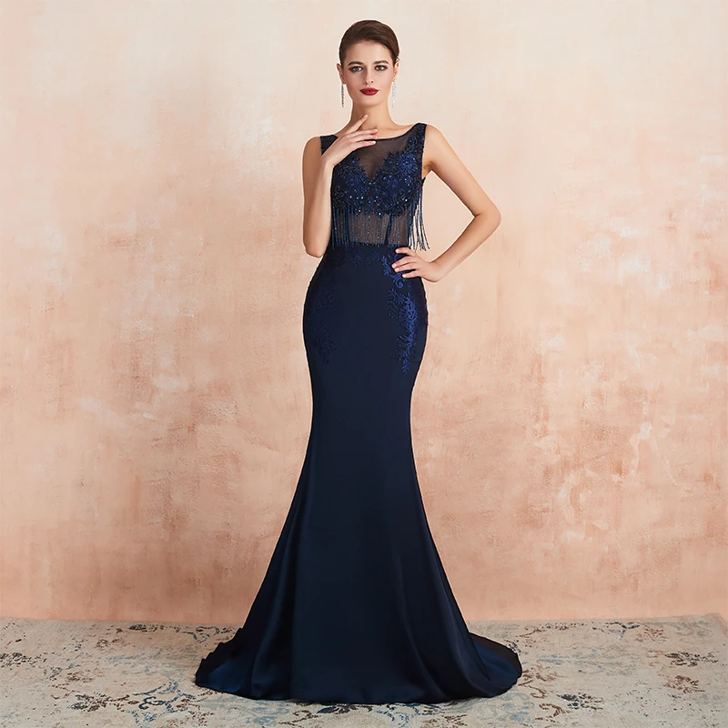 navy blue illusion dress