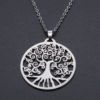 

Life Tree Stainless Steel Charm Necklace for Women Wholesale Dropshipping Fashion Jewelry Necklaces Accept OEM Order
