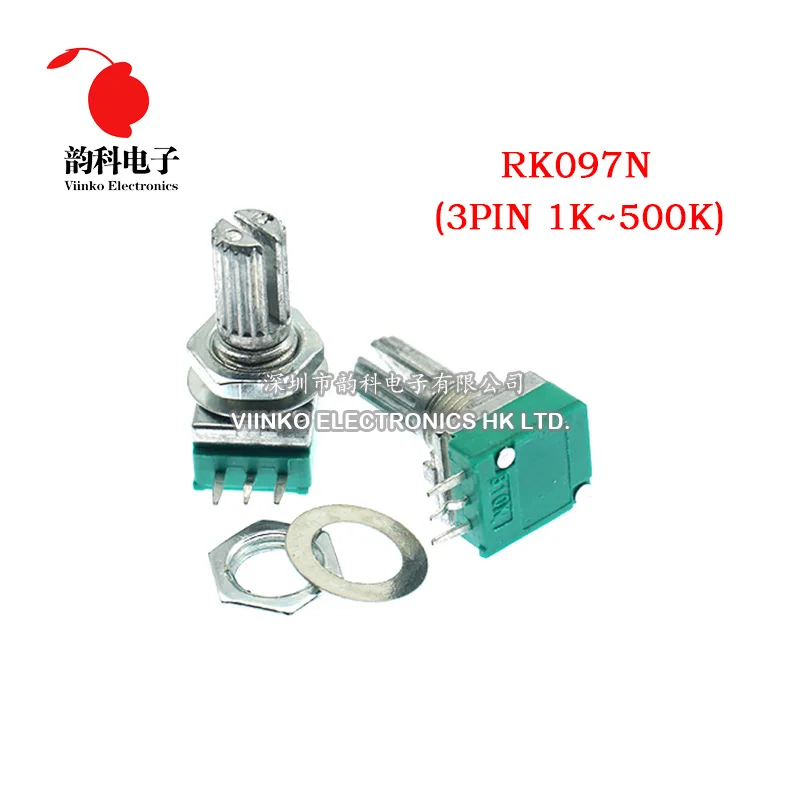 5 шт. RK097N 5K 10K 20K 50K 100K 500K B5K с переключатель аудио 3pin вал 15 мм усилитель потенциометра уплотнение