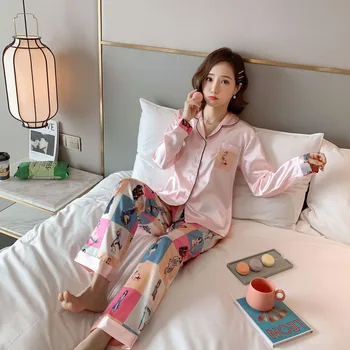 

Silk Pajamas for Women Sleepwear Set Pijama Saten Mujer Nightie Women Pyjama Set Women's Clothing Spring Summer 2020 Home Suit