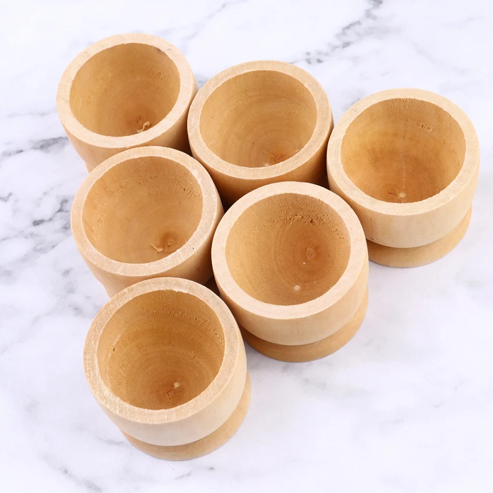 Alessi 12pcs Classic Wooden Egg Holder Kids DIY Eggs Tray Tabletop Holding Cups 
