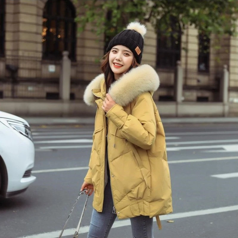 

New Winter Women's Down Jackets Are Fashionable and Thin, and The Fur Collar Pie Overcomes Women's Outdoor Casual Cotton Jackets