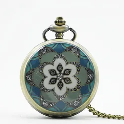Luxury Fashion Vintage Elegant Ceramics Flowers Antique Pocket Fob Watch Necklace For Men And Women Gift