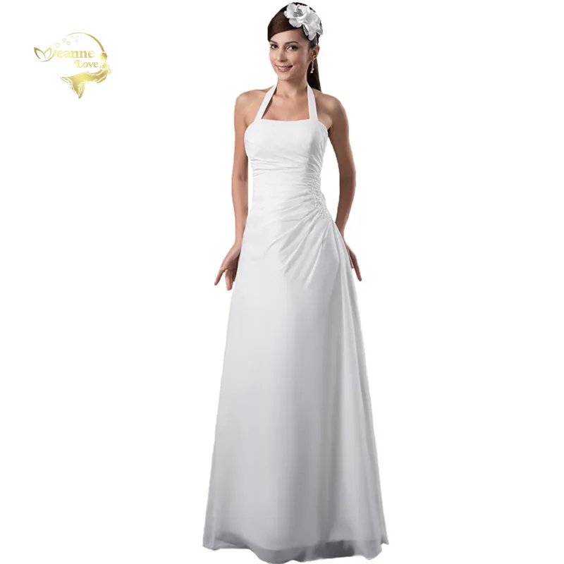 

Fashion New Arrival Vestido De Festa Evening Dresses 2018 White Simple Halter Prom Event Dress Robe De Soiree Lady Dress OL5211