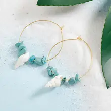 Pendientes de aro de cuentas geométricas de todorua para mujer colgantes de Conch pendientes redondos de círculo aretes aro accesorios de oreja Bohemia(China)