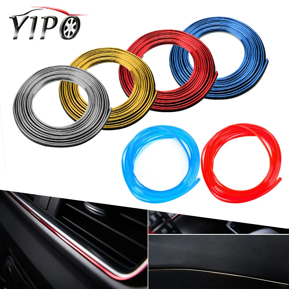 

car Interior Exterior Decoration Strips Moulding Trim Dashboard Door Edge Universal PVC 5M Chrome Car Styling Auto Accessories