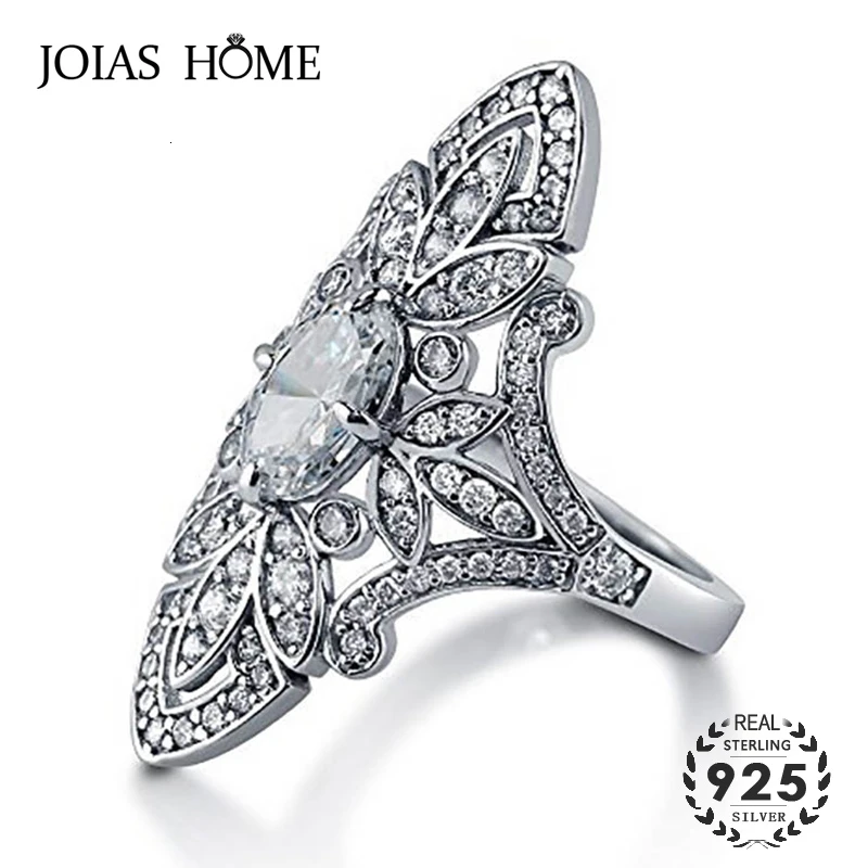 JoiasHome роскошные кольца 925 Серебряные украшения для женщин с геометрической