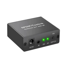 Цифровой оптический коммутатор Toslink 2X1 с ИК-пультом дистанционного управления цифровой аудио SPDIF/ToslinK Switcher поддержка LPCM 2,0/DTS/Dolby-AC3
