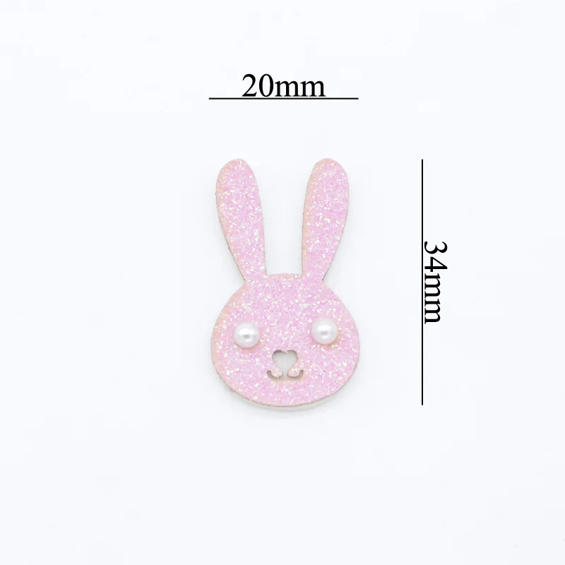 8Pcs Glitter Watermelon Pineapple Ice Cream Rabbit Smiley Starlight Clouds Mermaid Appliques for DIY Hair Clips Bow Stickers H61 - Цвет: Rabbit