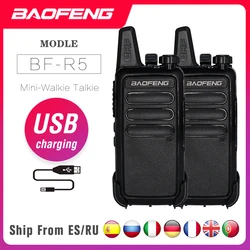Baofeng – walkie talkie BF R5 5 W BF R5, radio bidirectionnelle Portable CB UHF 400 470MHz, émetteur récepteur FM, 2 pièces 