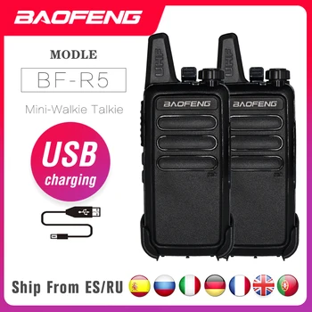 

2PCS Baofeng BF-R5 Walkie Talkie 5W BF R5 USB Charging Two Way radio Portable CB Radio UHF 400-470MHz FM Transmitter Transceiver