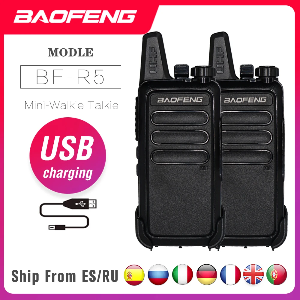 Портативная рация Baofeng BF R5 Talkie 5 W 2 шт. зарядка через USB двухстороннее радио