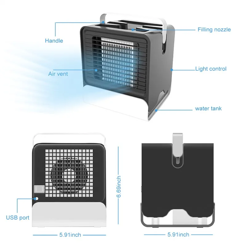 USB мини-вентилятор, кондиционер, настольный вентилятор, увлажнитель воздуха, вентилятор, вентилятор, низкий уровень шума, домашний кулер