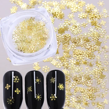 

1 Box Nail Sequins Metal Gold Snowflake Marple Leaf Leaves Nail Art Polish Flakes Palliette Christmas Nail Art 3D Decoration