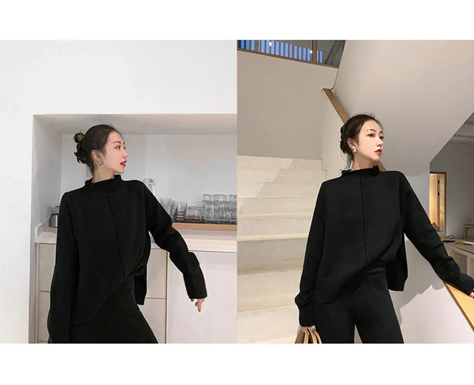 Genayooa, высококачественный кашемировый спортивный костюм, женский зимний комплект из двух предметов, штаны, Женский комплект 2 шт., свитер+ штаны, комплект для офисной леди, корейский стиль