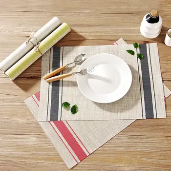 

Striped Placemats Western Meal Cloth Cushion Tableware Plate Cushion European Anti-Skid Teslin Stripes Children Tableware