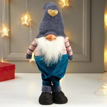 

Interior doll "Grandfather in a blue cap with a heart" 54х10х20 cm 4822651