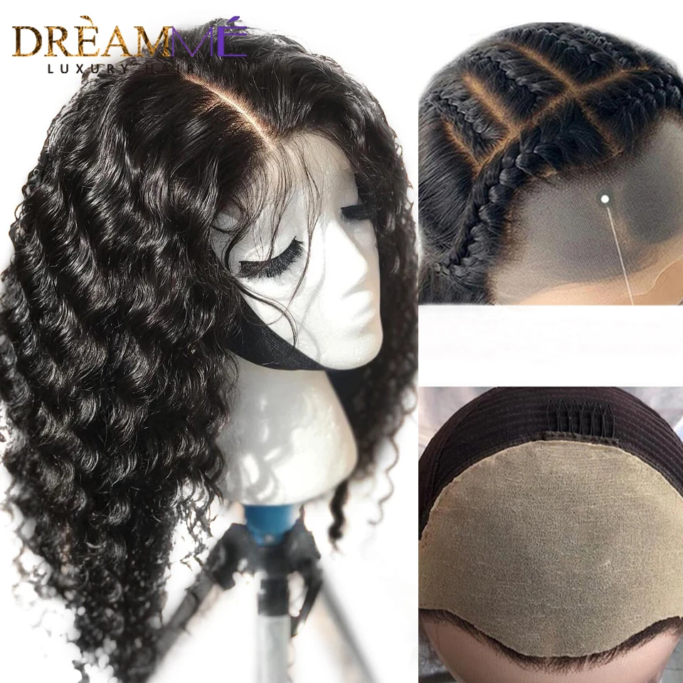 

Invisible Fake Scalp Curly Human Hair Wig Deep Part 13X6 Lace Front Human Hair Wigs Glueless Remy Lace Frontal Wig Preplucked