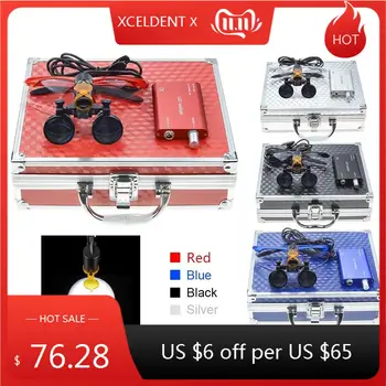 

Binocular Dental Loupes Magnifying Glasses+5W Magnifier Lamp LED Headlight Lamp with Filter Aluminum Case 2.5X/3.5X