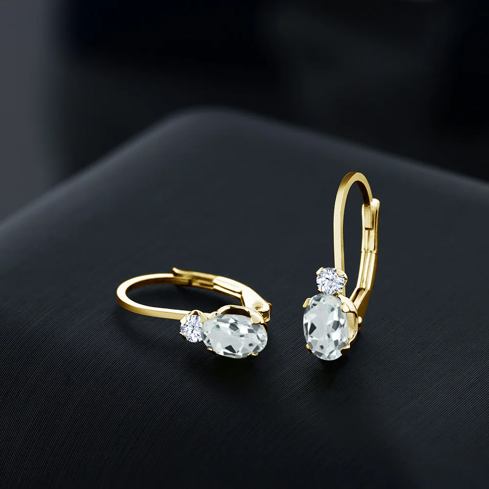 GemStoneKing 0 94 Ct овальные небесно голубые аквамариновые белые серьги с сапфиром 14K