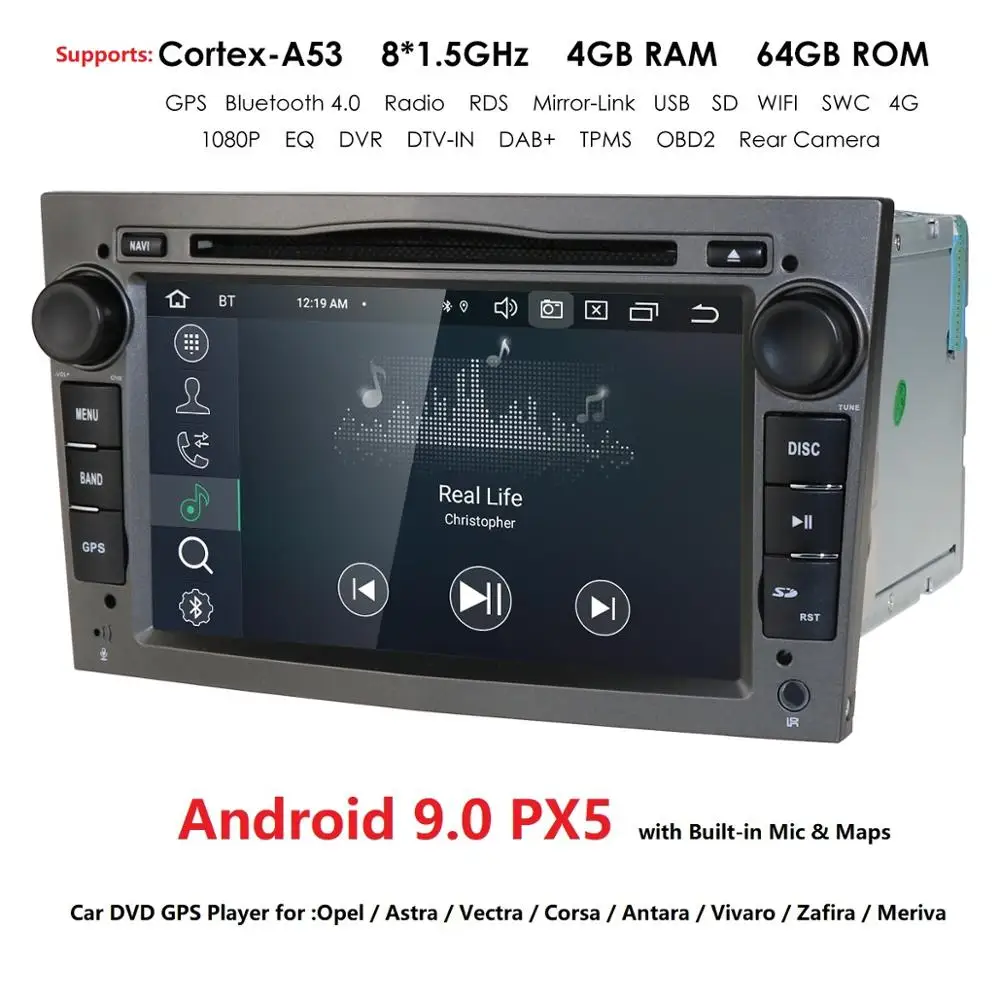 

hizpo PX5 2 Din Octa Core 7'' Android 9.0 Car DVD Radio Player For Opel Astra Vectra Antara Zafira Corsa GPS Navi Wifi Bluetooth