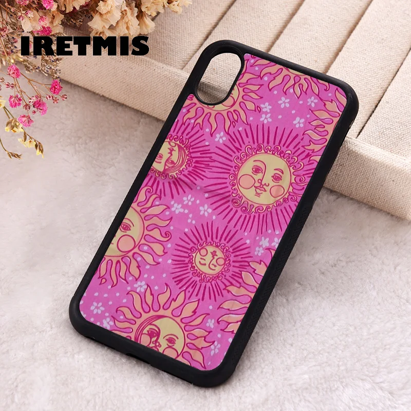 Iretmis 5 5S SE Phone Cover Case for iPhone 6 6S 7 8 Plus X Xs XR 11 12 13 Mini Pro Max Rubber Silicone Cute Pink Suns Pattern | Мобильные