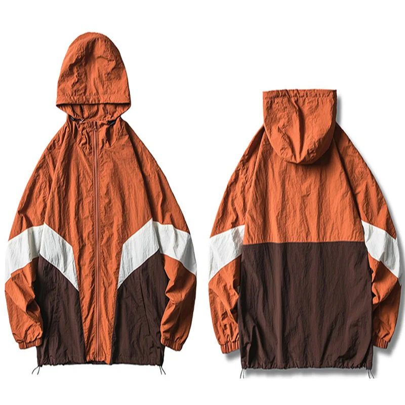 Куртка ветровка мужская хип-хоп Уличная ретро куртка худи негабаритных цветов Свободная спортивная куртка пальто осень