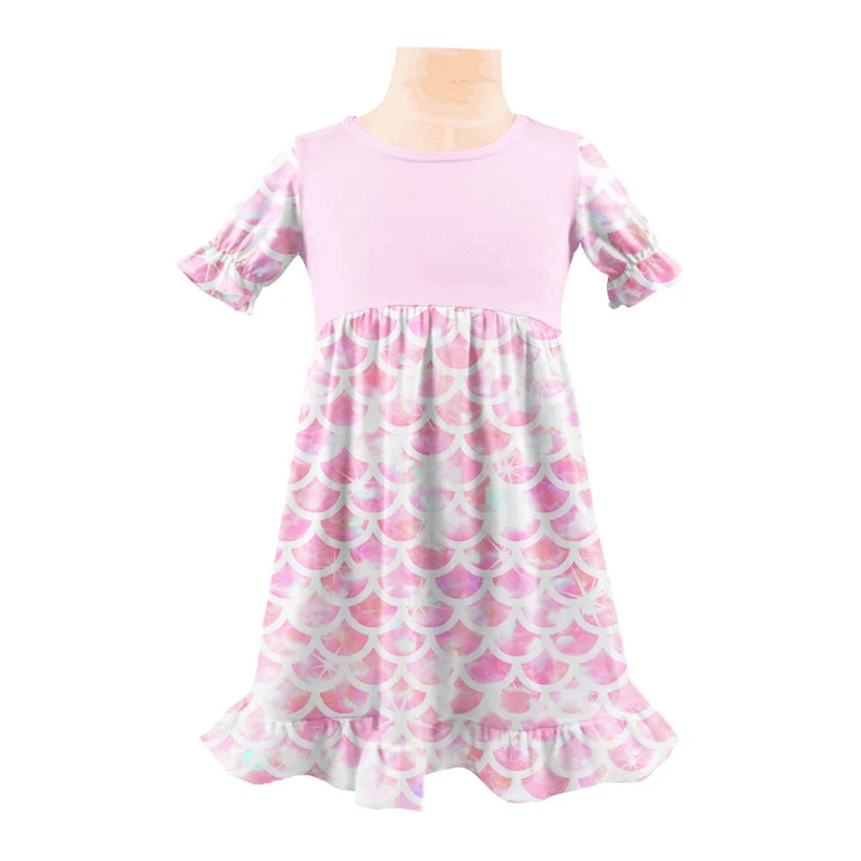 Sprint/летняя детская одежда для маленьких девочек; хлопковое платье с оборками из молочного шелка; эксклюзивное розовое пляжное платье русалки до колена