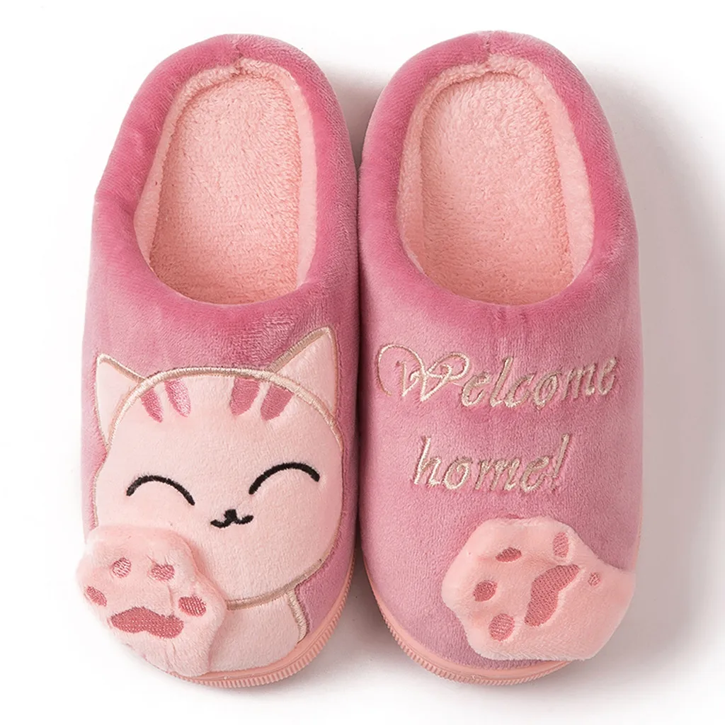 Kids baby slippers shoes Boys Girls Winter Cartoon Cat Non-slip flat heels Home Indoors Shoes non slip baby slippers тапочки