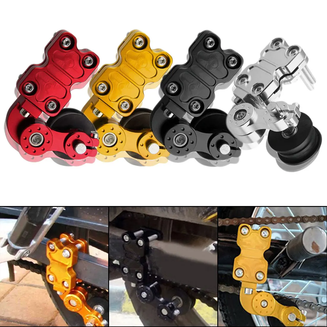 Beste Universele Draagbare Aluminium Richter Kettingspanner Roller 4 Kleuren Motorcycle Gemodificeerde Accessoires