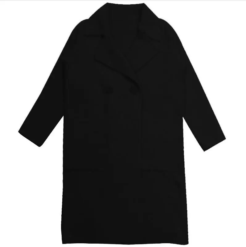 Women Vintage Knitting Long Sleeve Long Coat Turn Down Collar Winter Women Tops Cardigans Women Warm Coat Casaco Feminino - Цвет: Черный