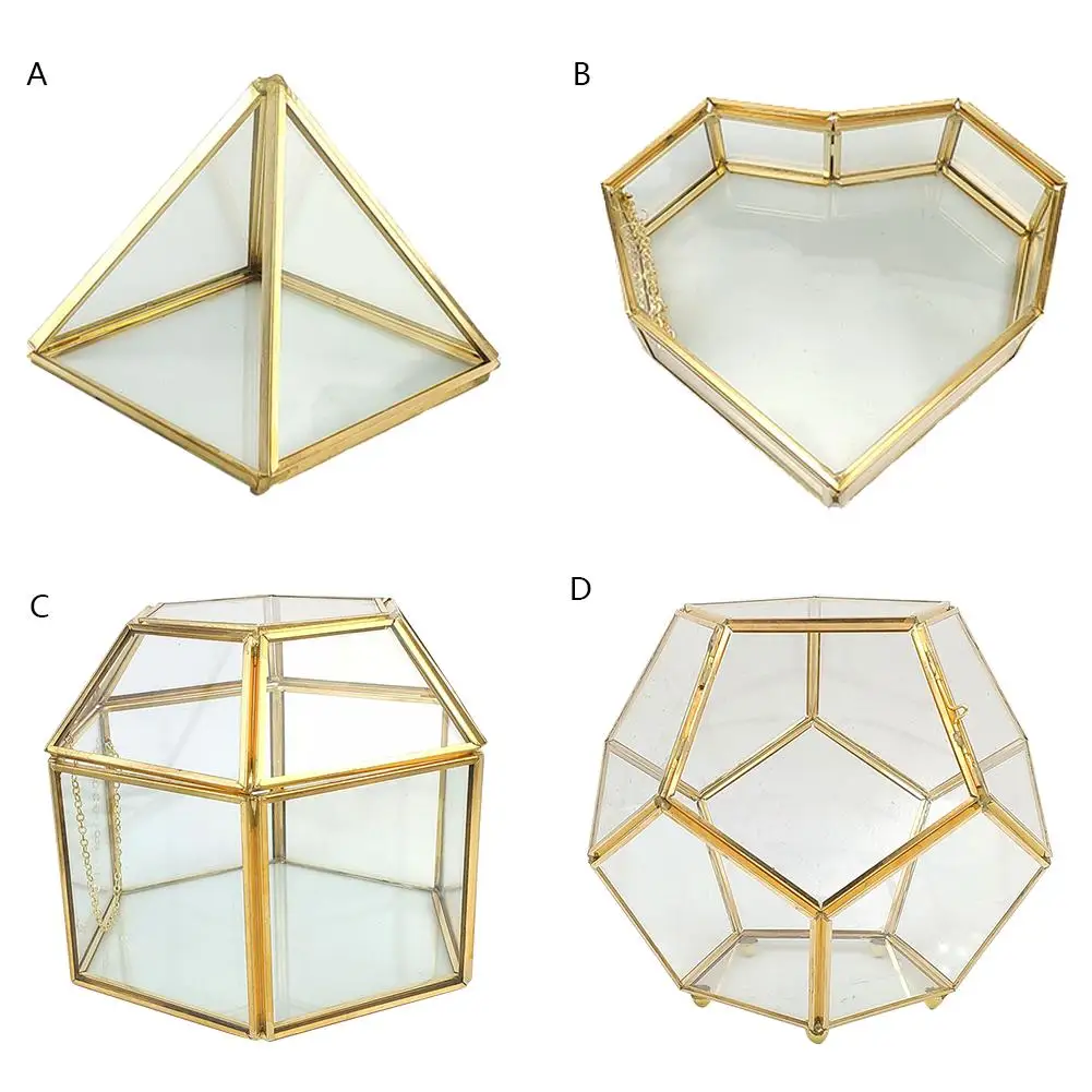 4 вида прозрачных колец, коробка для дома, прозрачный стеклянный Настольный дисплей, чехол для ювелирных изделий, безделушка, стеклянная коробка для украшения дома