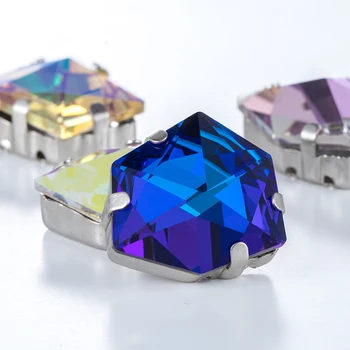 

Glitter Ice Shape Sew Stones Rhinestones Colorful Sew with Silver Claw Craft Christmas Clothing Decoration Bag Shoes Jewelr