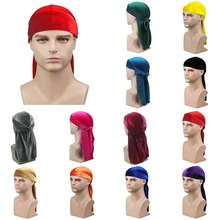 New Unisex Breathable Velvet Turban Hat Durag Wigs Doo Headwrap Chemo Cap Long Tail Pirate Hat Men women Hair Accessories