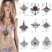 1 PIECE Under Boob Sternum Temporary Tattoo with Unalone, Spiritual Symbols,Loutus Pattern Body Art Sexy Waist Tattoo For Girl the therapeutic encounter with spiritual symbols