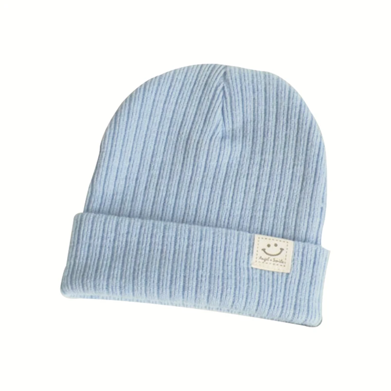 Зимние шапки для девочек и мальчиков, детская теплая Шапка-бини, шапка для новорожденных, вязаная шапка, персонализированная этикетка для одежды, дизайнерская шапочка