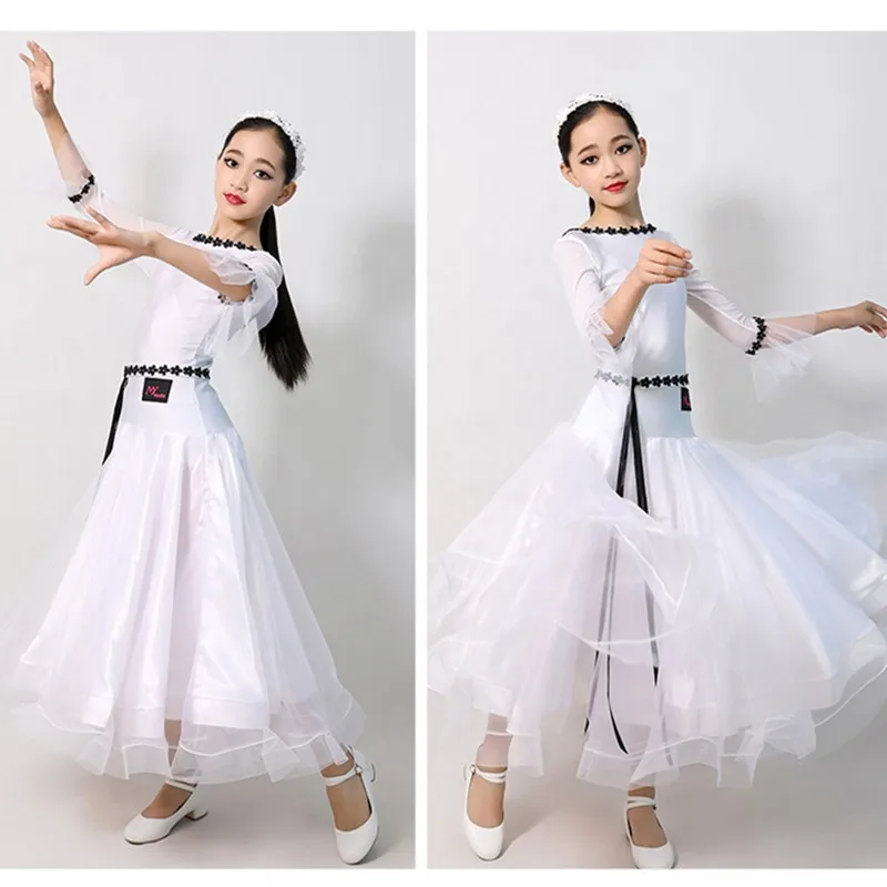 Латинские Бальные платья для девочек фламенко платье современные танцевальные костюмы для детей Вальс платье Детские бальные костюмы танцевальная одежда платье