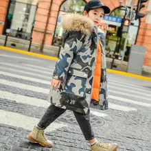 Детское пуховое пальто больших размеров; зимние плотные теплые камуфляжные куртки для мальчиков и девочек; Modis; Детские стеганые куртки-Пуховики; парка; Y2459