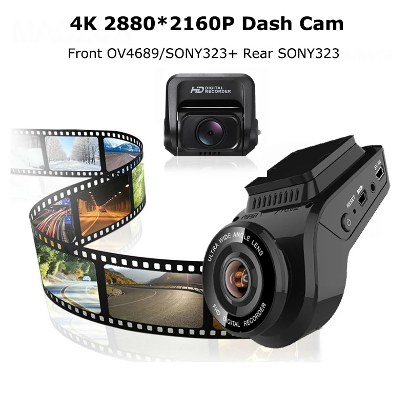 Автомобильный видеорегистратор с камерой заднего вида 4K 2160P/1080P ночное видение