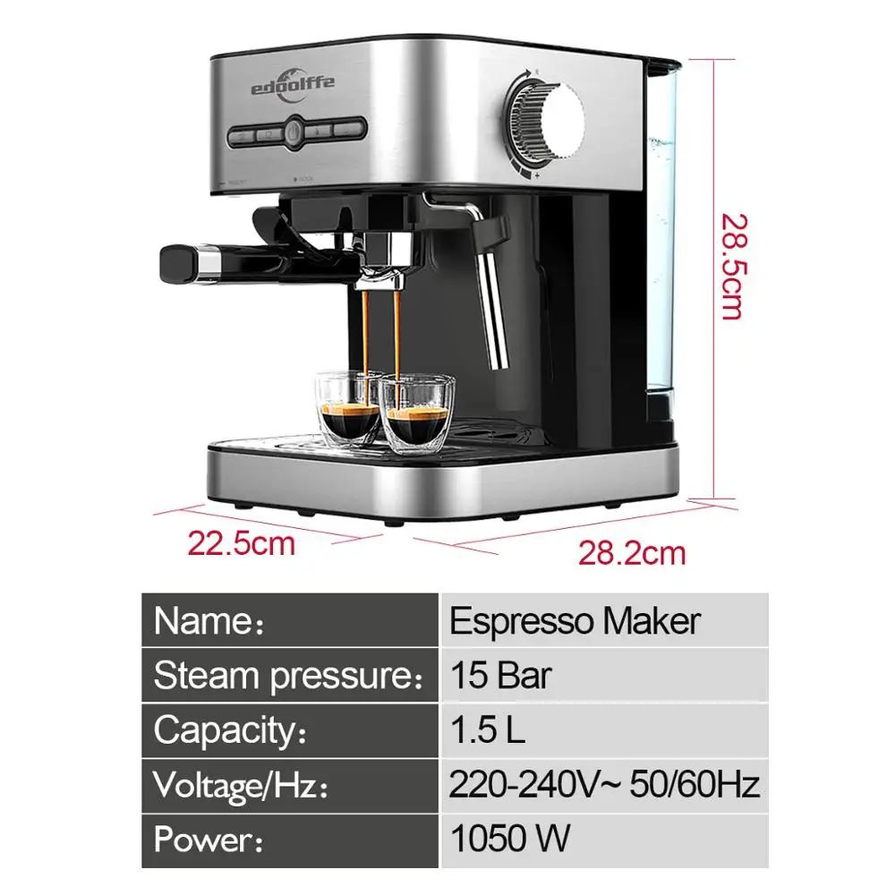 Edoolffe Espresso Coffee Machine 15 Bar 
