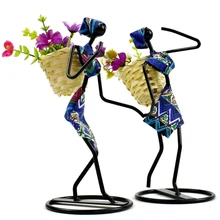 Новая креативная Цветочная композиция маленькая железная корзина Цветочная персонаж чайный сбор девушка домашнее украшение стола