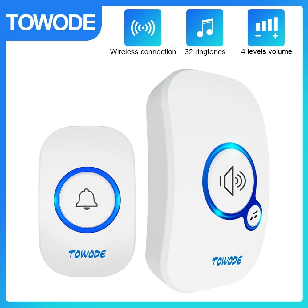 Dropship Home Wireless Doorbell 433Mhz Welcome Friend Smart Doorbell  150Meters Long Distance 32 Songs 4 Level Volumes Door Chimes to Sell Online  at a Lower Price