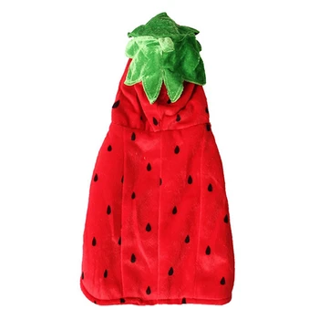 

Cat Clothes Halloween Carnival Red Strawberry Transform Clothes Cute Winter Jacket Dog Halloween Costume Outfit