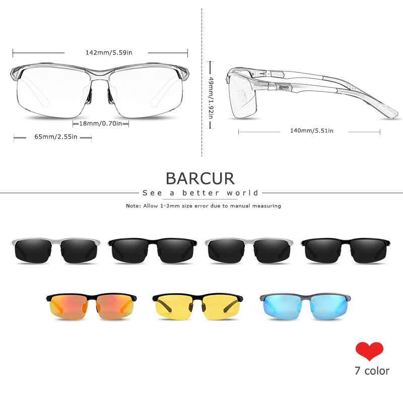 BARCUR Aluminium Magnesium Sports Sunglasses Polarized