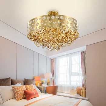 

Modern led decorations lights luxury gold chandelier in the living room round indoor lighting hanging lamp
